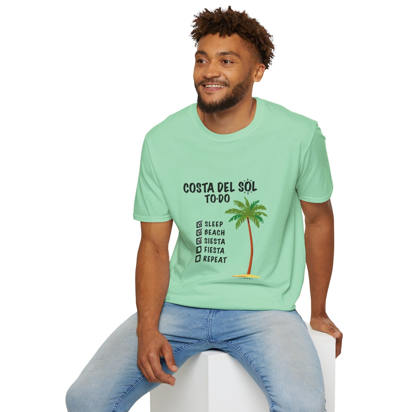 Beach Vibes Shirt, Beach Lovers T-Shirt, Vacation Tee, Summer Wear, Gift for Beach Lovers. Costa del Sol To-Do T-Shirt, Unisex T-Shirt, Soft Style T-Shirt