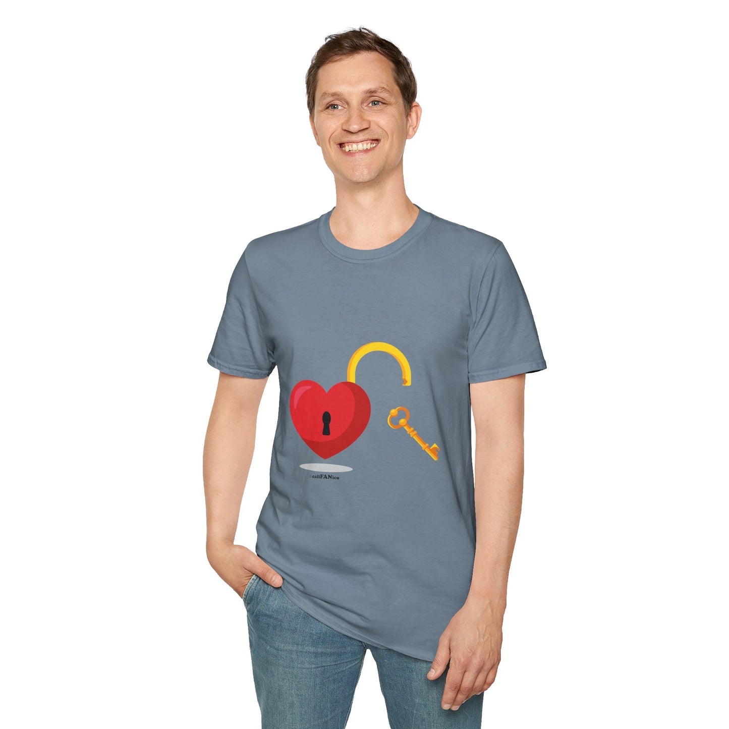 Open Heart Unlocked Heart Unisex Softstyle T-Shirt | Valentine’s Everyday Gift, Couple Matching Tee, Cute Relationship Shirt, Love Theme Apparel