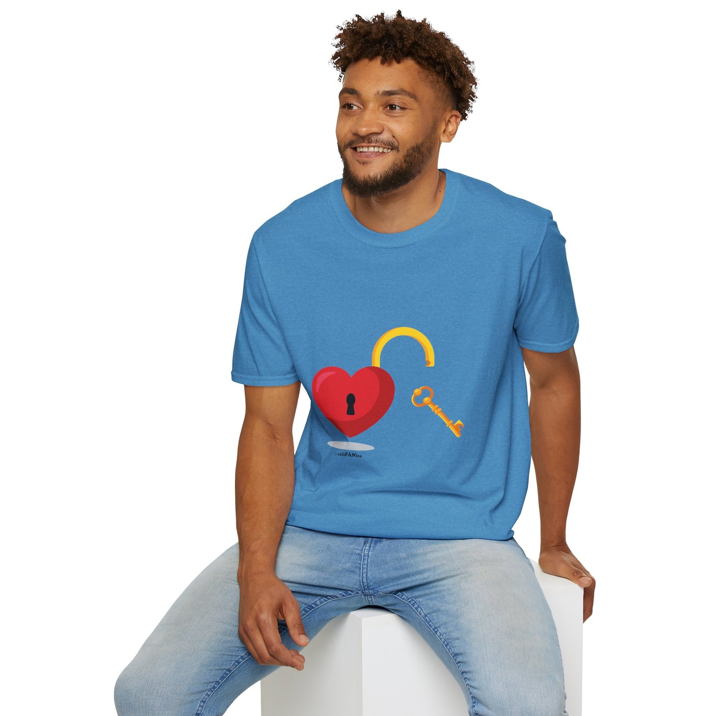 Open Heart Unlocked Heart Unisex Softstyle T-Shirt | Valentine’s Everyday Gift, Couple Matching Tee, Cute Relationship Shirt, Love Theme Apparel
