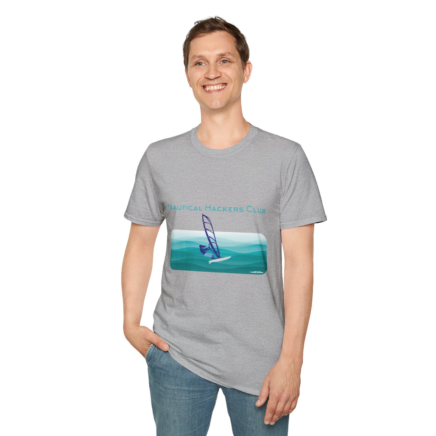 A Nautical Hackers Club T-Shirt, Adventure Tee, Wind Surfing Enthusiast Gift, Beachwear, Summer Casual Top, Oceanside Vibes