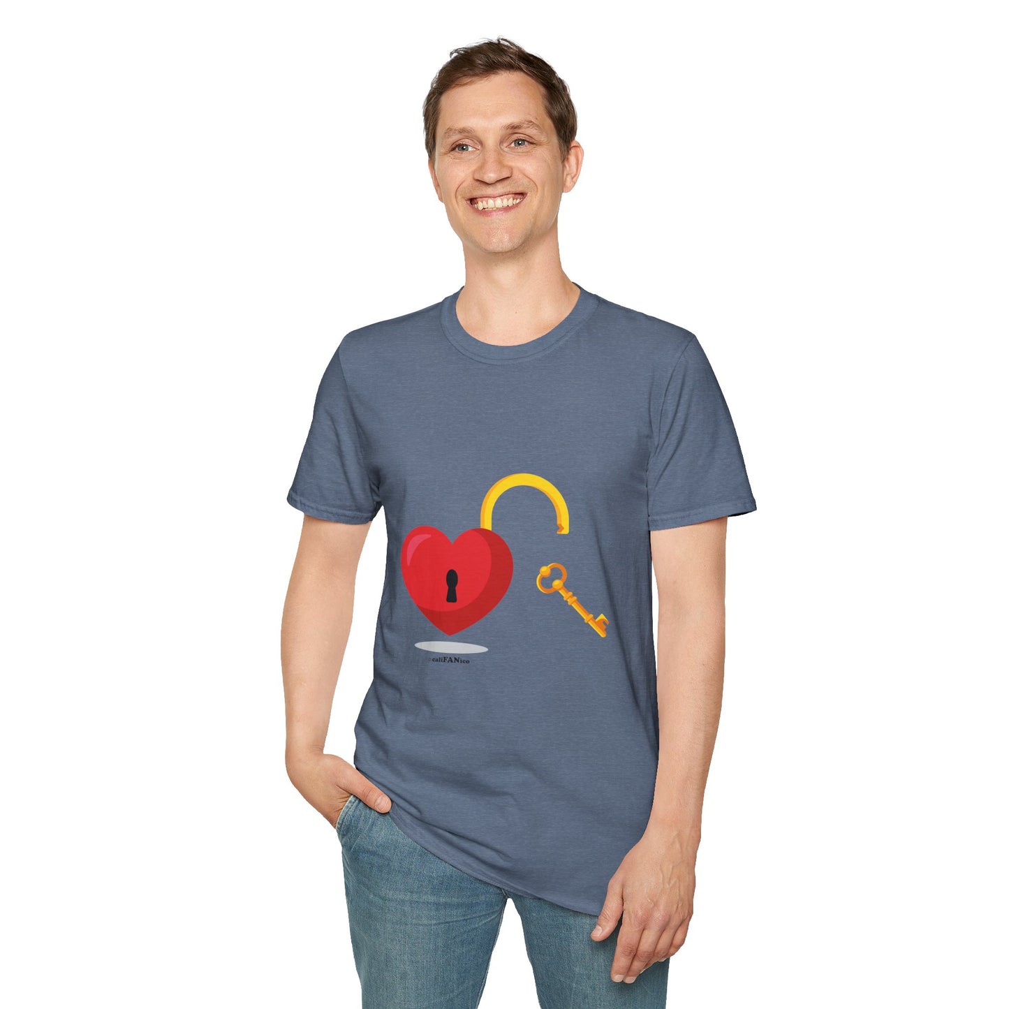 Open Heart Unlocked Heart Unisex Softstyle T-Shirt | Valentine’s Everyday Gift, Couple Matching Tee, Cute Relationship Shirt, Love Theme Apparel