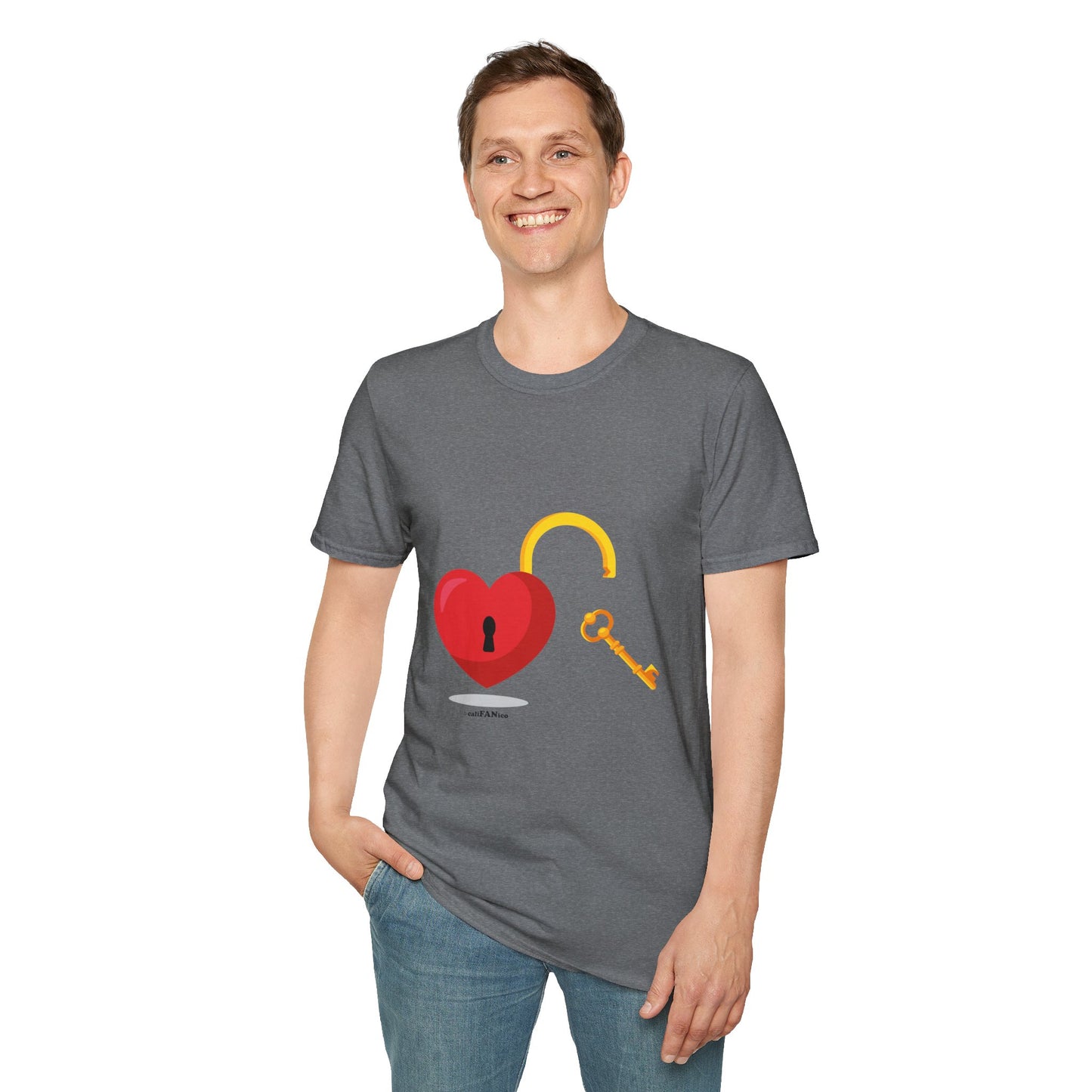 Open Heart Unlocked Heart Unisex Softstyle T-Shirt | Valentine’s Everyday Gift, Couple Matching Tee, Cute Relationship Shirt, Love Theme Apparel