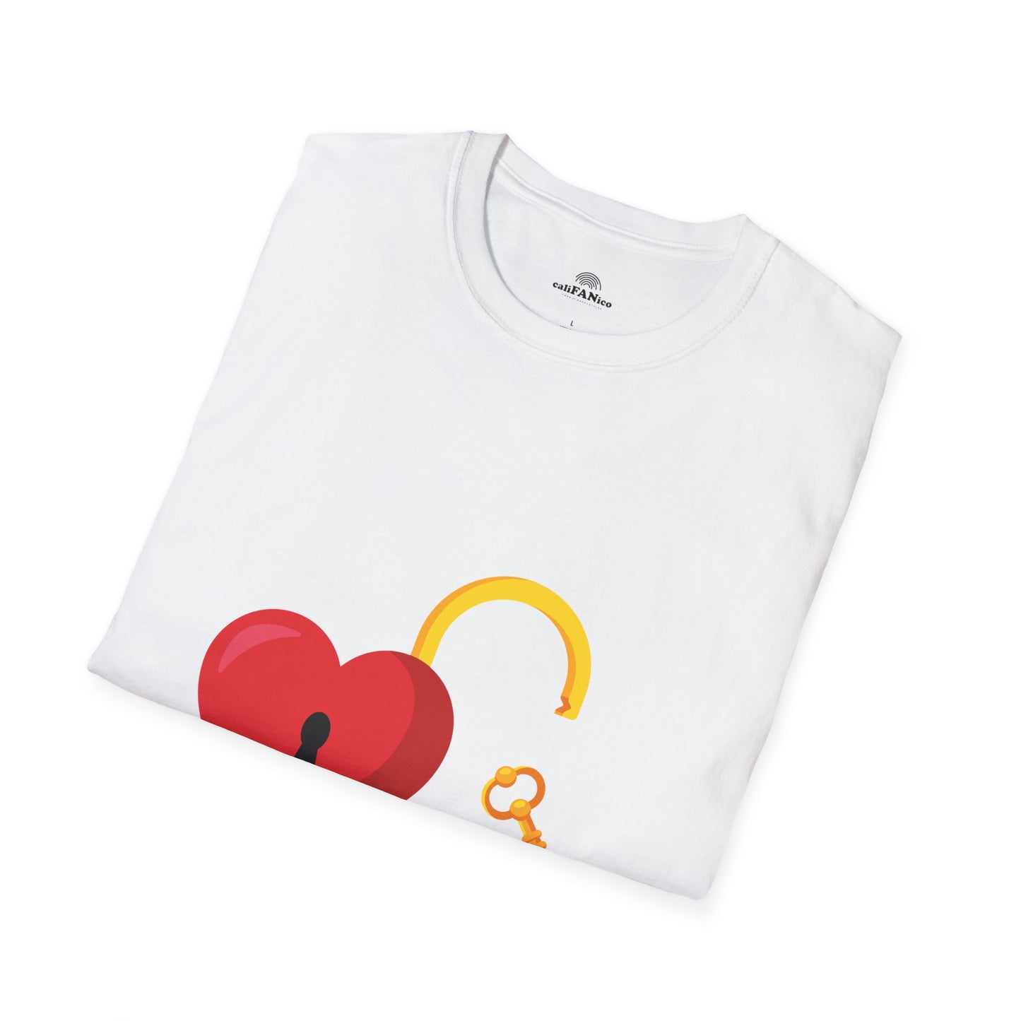 Open Heart Unlocked Heart Unisex Softstyle T-Shirt | Valentine’s Everyday Gift, Couple Matching Tee, Cute Relationship Shirt, Love Theme Apparel