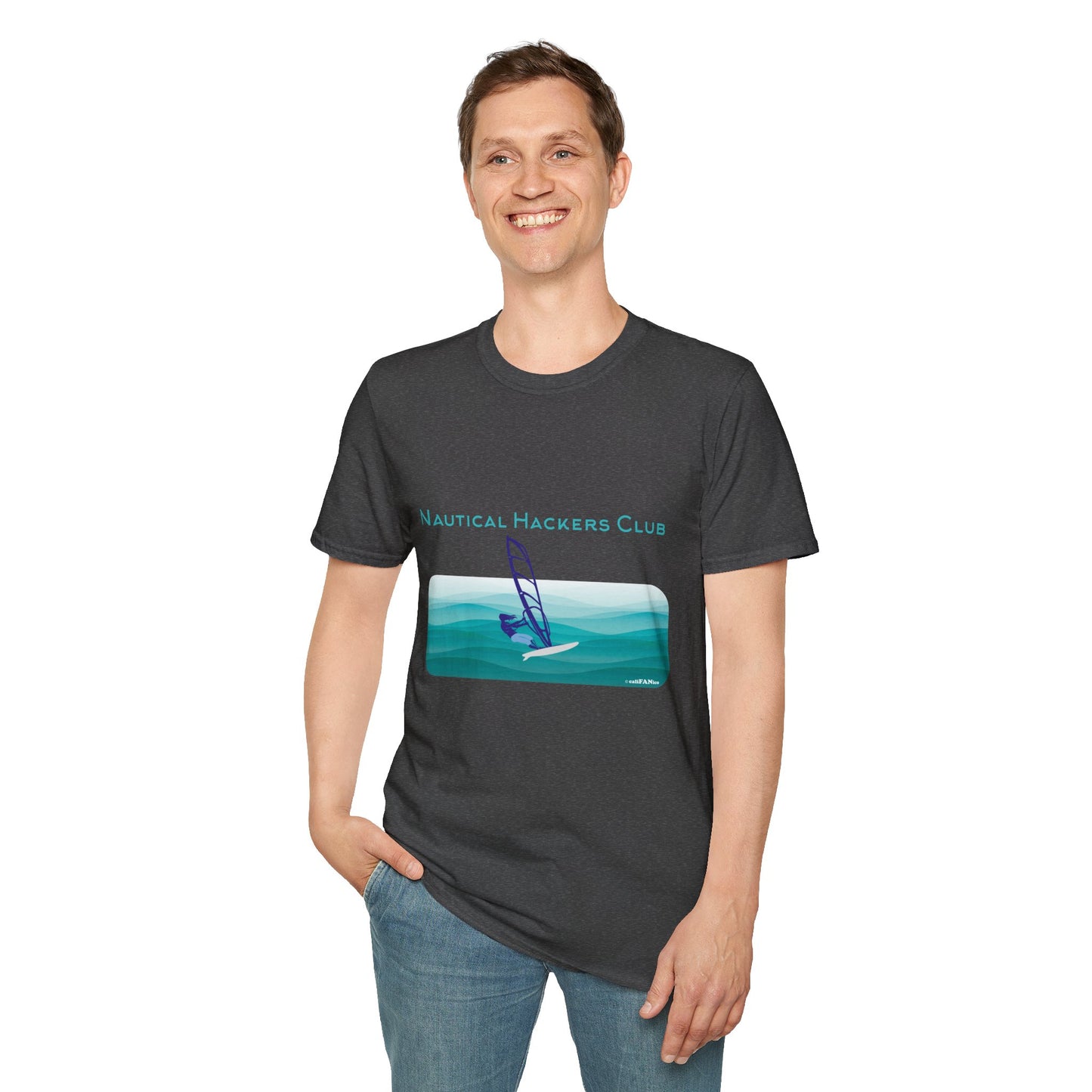 A Nautical Hackers Club T-Shirt, Adventure Tee, Wind Surfing Enthusiast Gift, Beachwear, Summer Casual Top, Oceanside Vibes