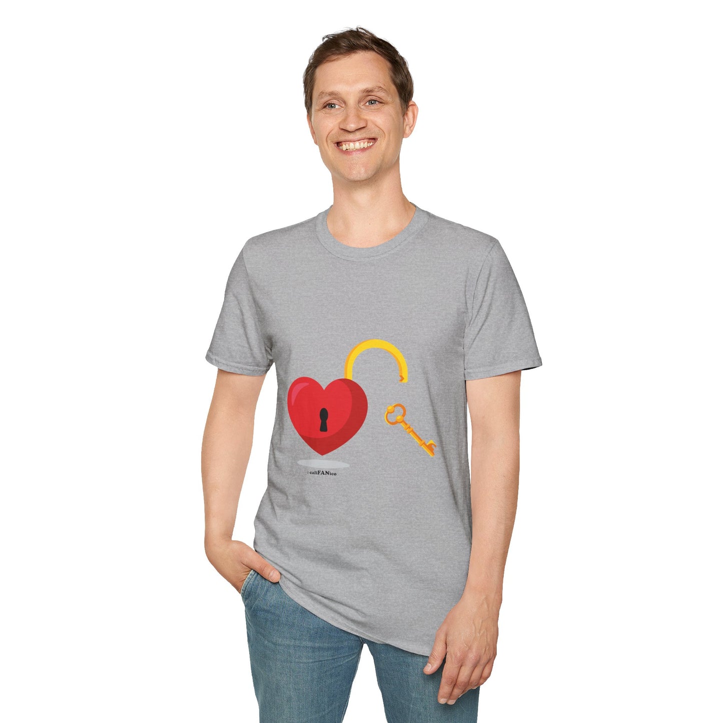 Open Heart Unlocked Heart Unisex Softstyle T-Shirt | Valentine’s Everyday Gift, Couple Matching Tee, Cute Relationship Shirt, Love Theme Apparel