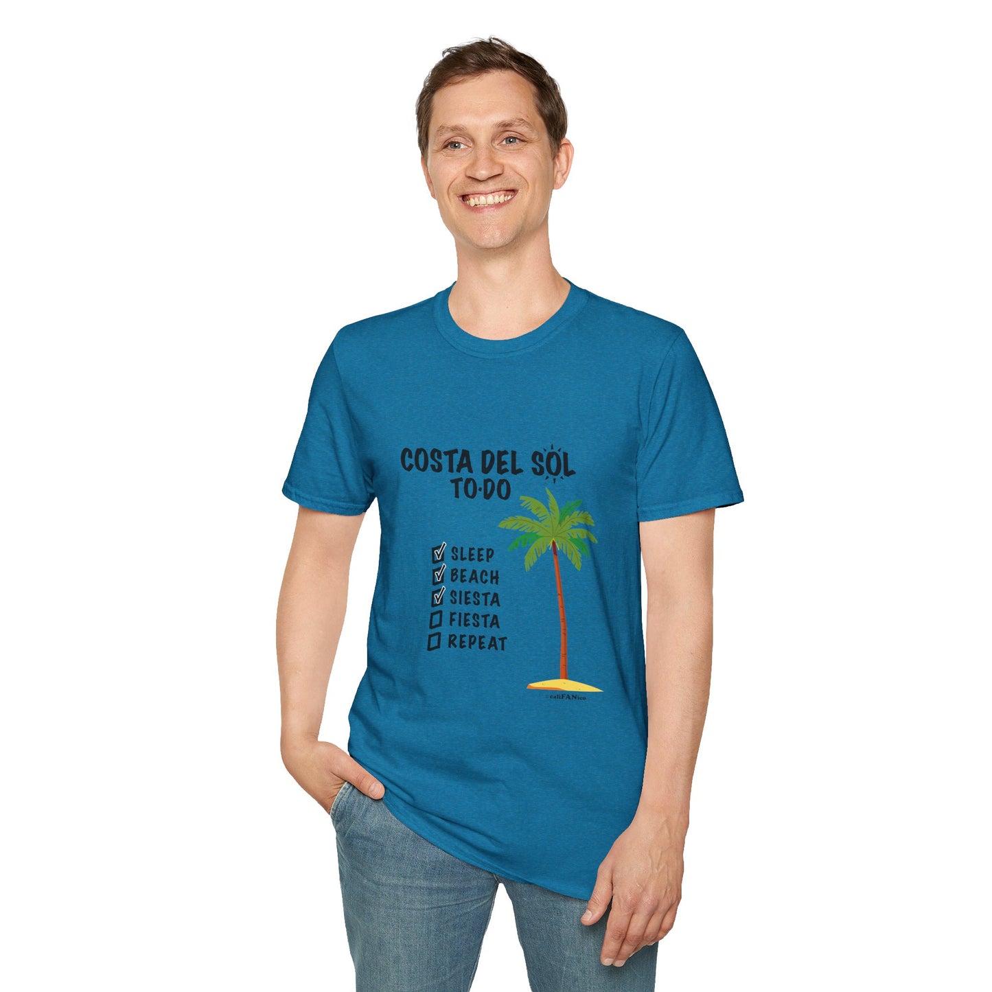 Beach Vibes Shirt, Beach Lovers T-Shirt, Vacation Tee, Summer Wear, Gift for Beach Lovers. Costa del Sol To-Do T-Shirt, Unisex T-Shirt, Soft Style T-Shirt