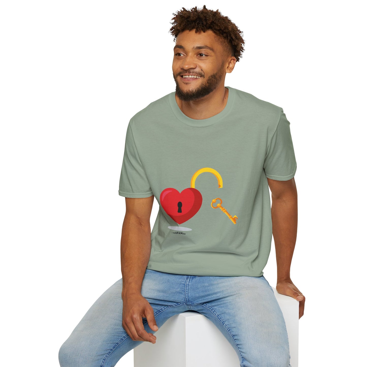 Open Heart Unlocked Heart Unisex Softstyle T-Shirt | Valentine’s Everyday Gift, Couple Matching Tee, Cute Relationship Shirt, Love Theme Apparel