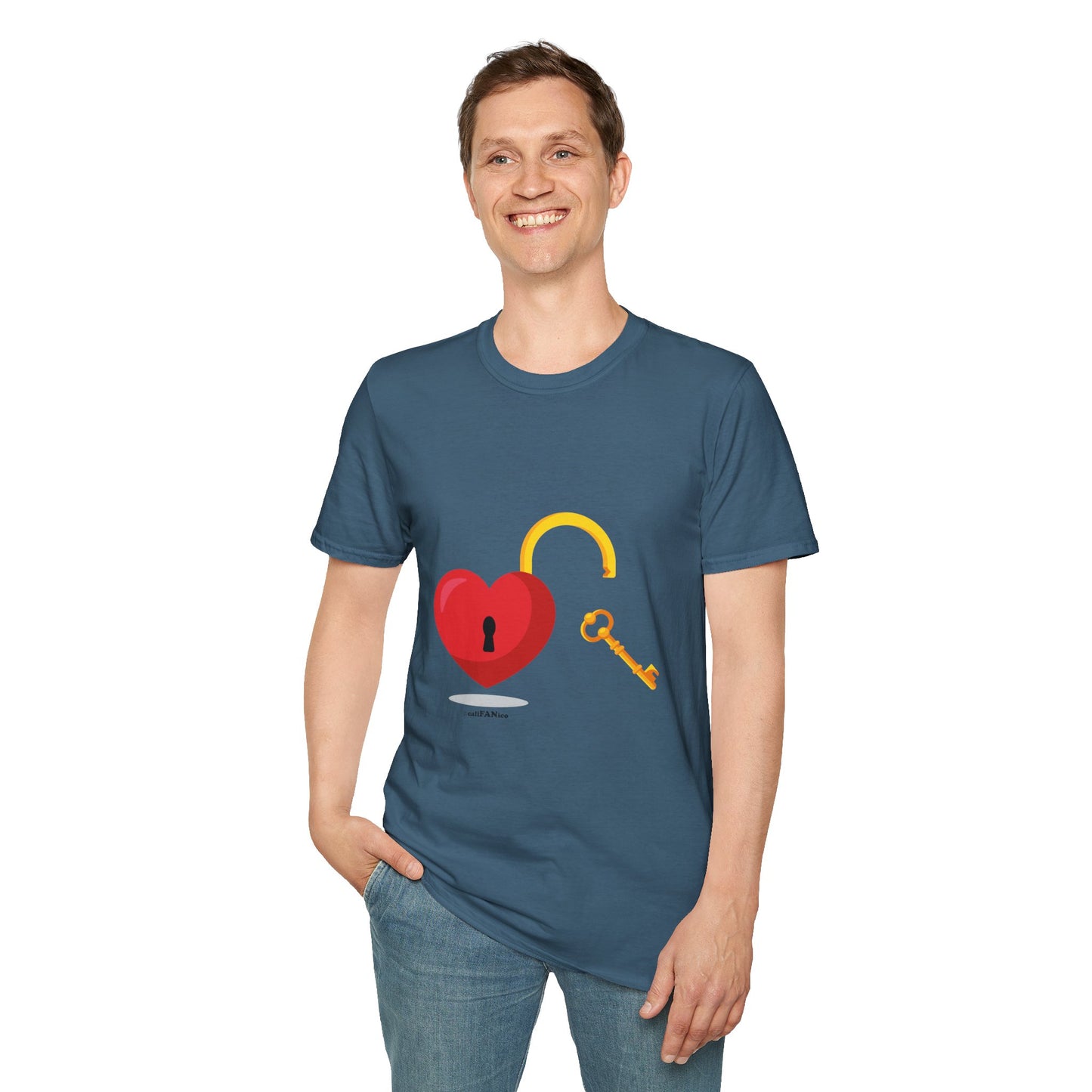 Open Heart Unlocked Heart Unisex Softstyle T-Shirt | Valentine’s Everyday Gift, Couple Matching Tee, Cute Relationship Shirt, Love Theme Apparel