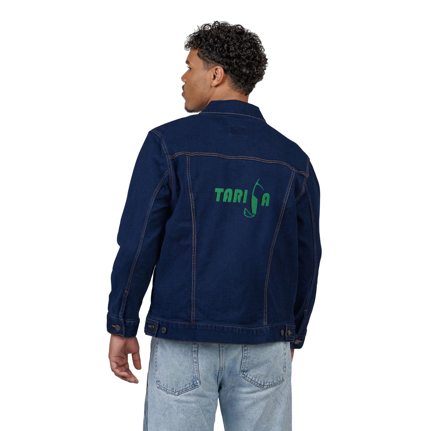 A+ Embroidered Unisex Denim Jacket | Tarifa Surf Theme, Casual Outerwear, Surfer Wardrobe Essential