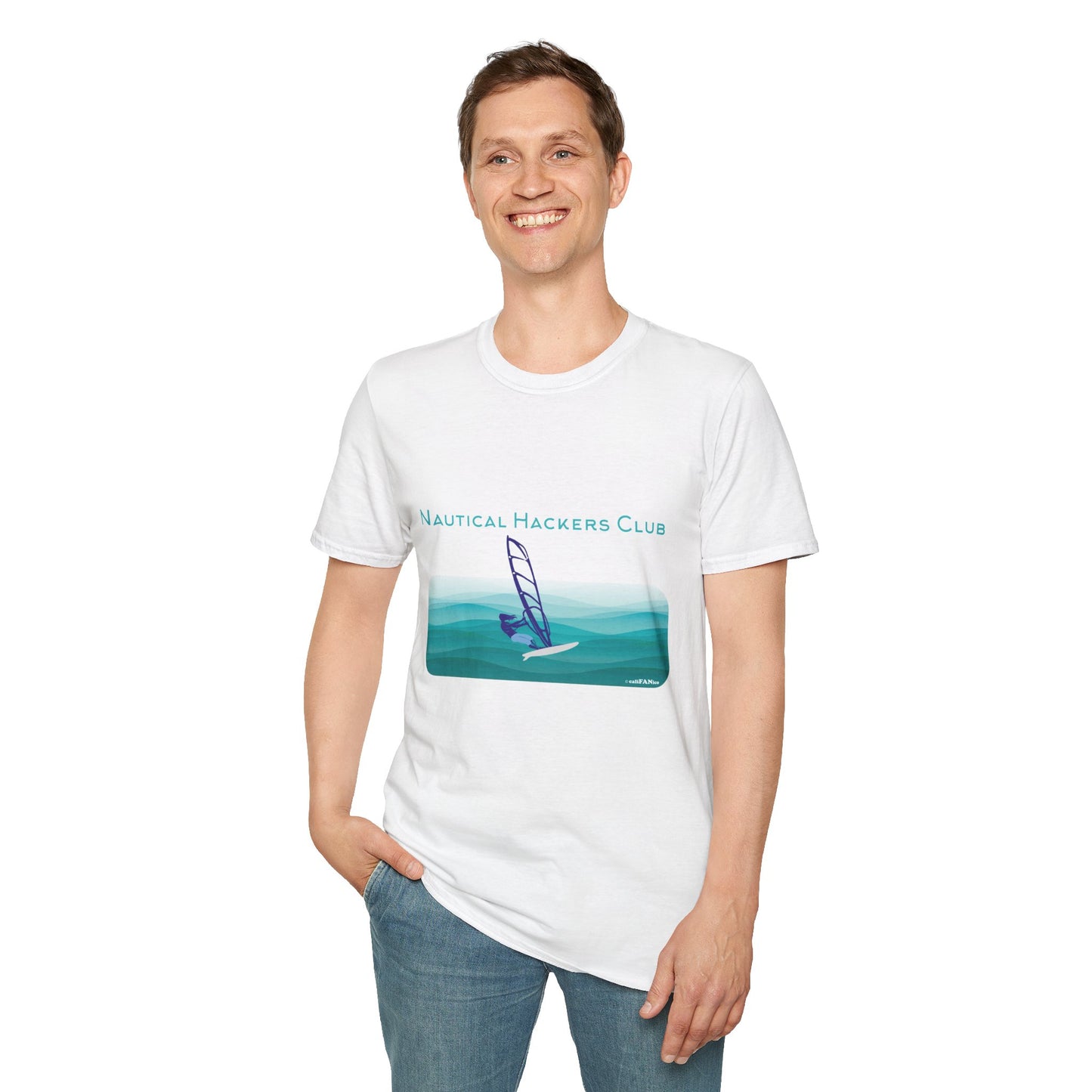 A Nautical Hackers Club T-Shirt, Adventure Tee, Wind Surfing Enthusiast Gift, Beachwear, Summer Casual Top, Oceanside Vibes