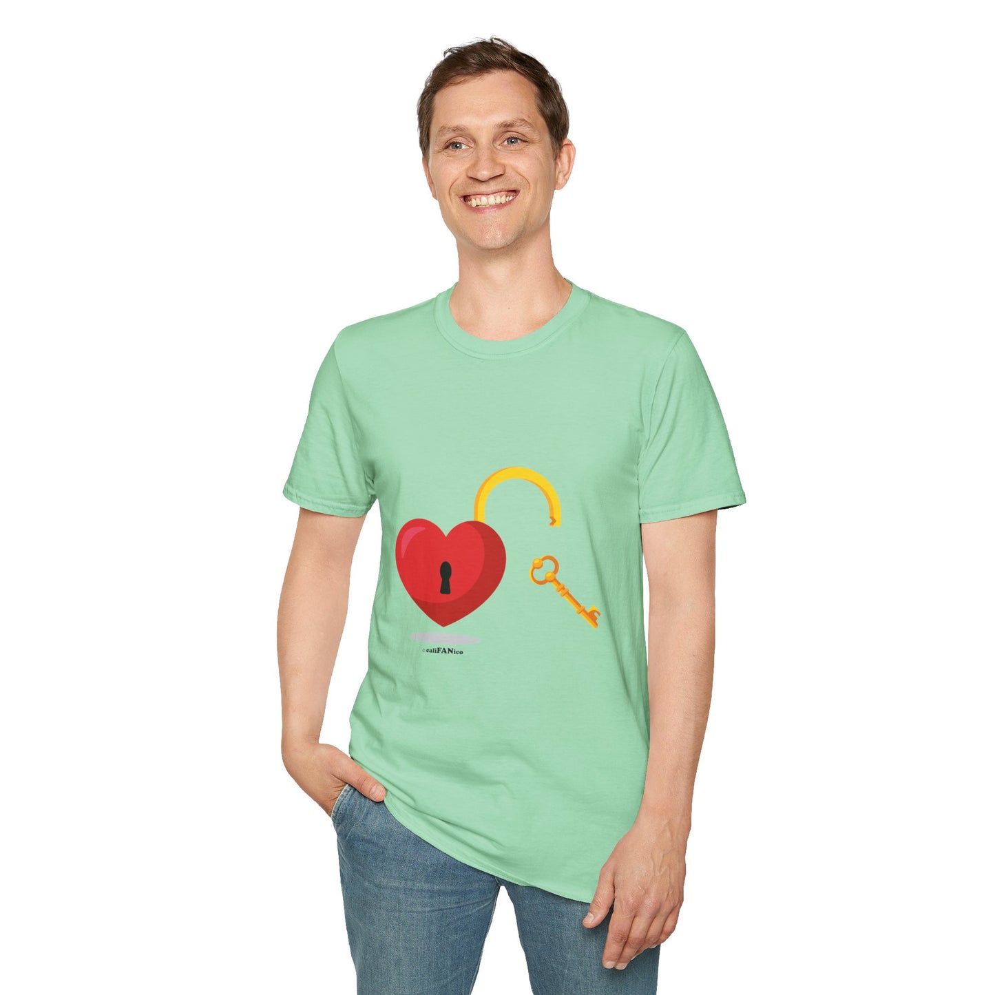 Open Heart Unlocked Heart Unisex Softstyle T-Shirt | Valentine’s Everyday Gift, Couple Matching Tee, Cute Relationship Shirt, Love Theme Apparel