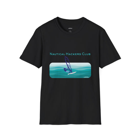 A Nautical Hackers Club T-Shirt, Adventure Tee, Wind Surfing Enthusiast Gift, Beachwear, Summer Casual Top, Oceanside Vibes