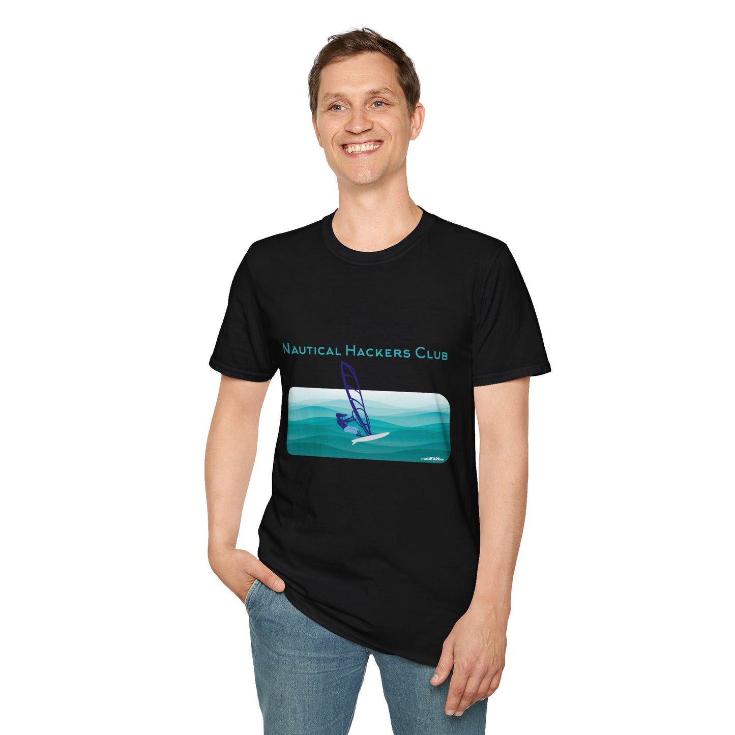 A Nautical Hackers Club T-Shirt, Adventure Tee, Wind Surfing Enthusiast Gift, Beachwear, Summer Casual Top, Oceanside Vibes