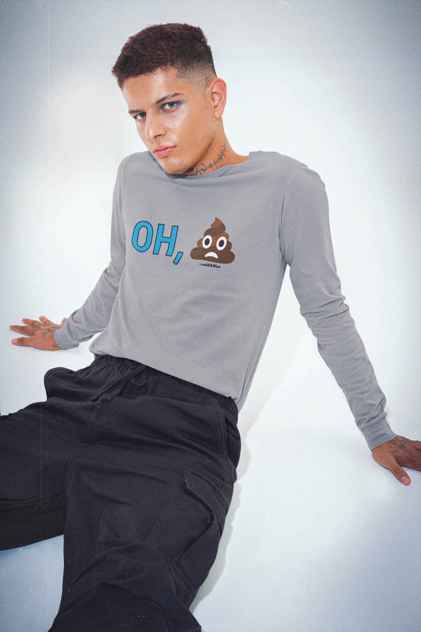 Funny Poop Emoji Long Sleeve Tee, Humor Shirt, Cute Gift, Unisex Top, Casual Wear, Birthday Surprise, Laugh T Shirt