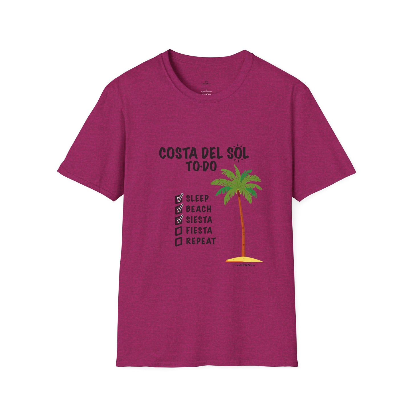 Beach Vibes Shirt, Beach Lovers T-Shirt, Vacation Tee, Summer Wear, Gift for Beach Lovers. Costa del Sol To-Do T-Shirt, Unisex T-Shirt, Soft Style T-Shirt