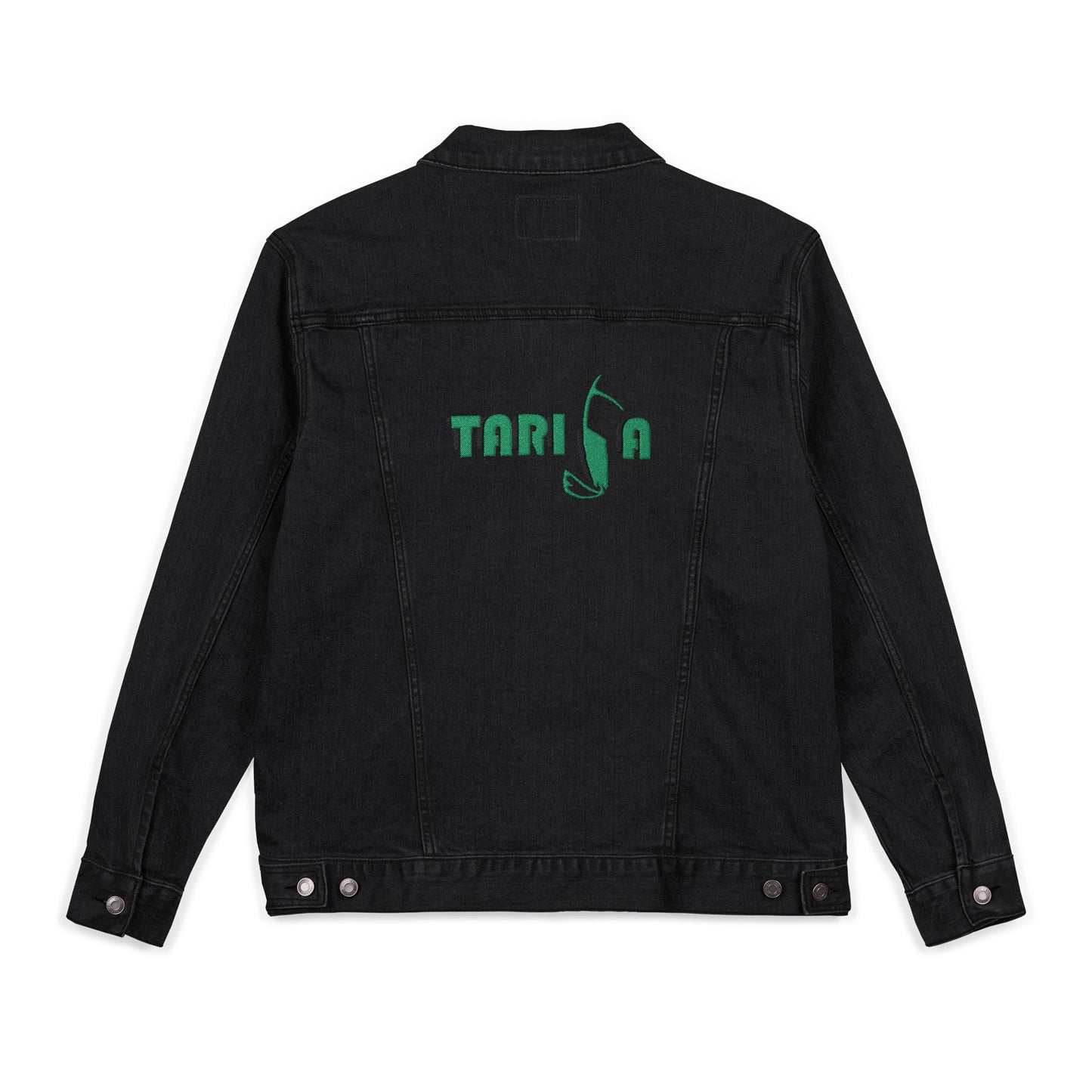 A+ Embroidered Unisex Denim Jacket | Tarifa Surf Theme, Casual Outerwear, Surfer Wardrobe Essential