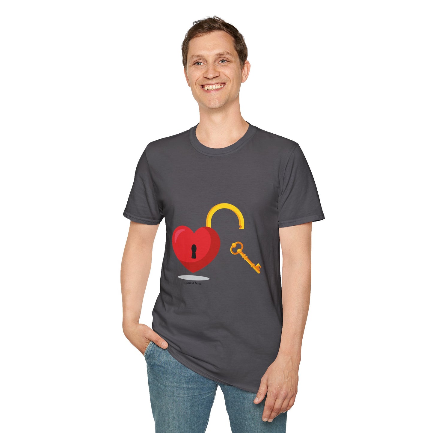 Open Heart Unlocked Heart Unisex Softstyle T-Shirt | Valentine’s Everyday Gift, Couple Matching Tee, Cute Relationship Shirt, Love Theme Apparel