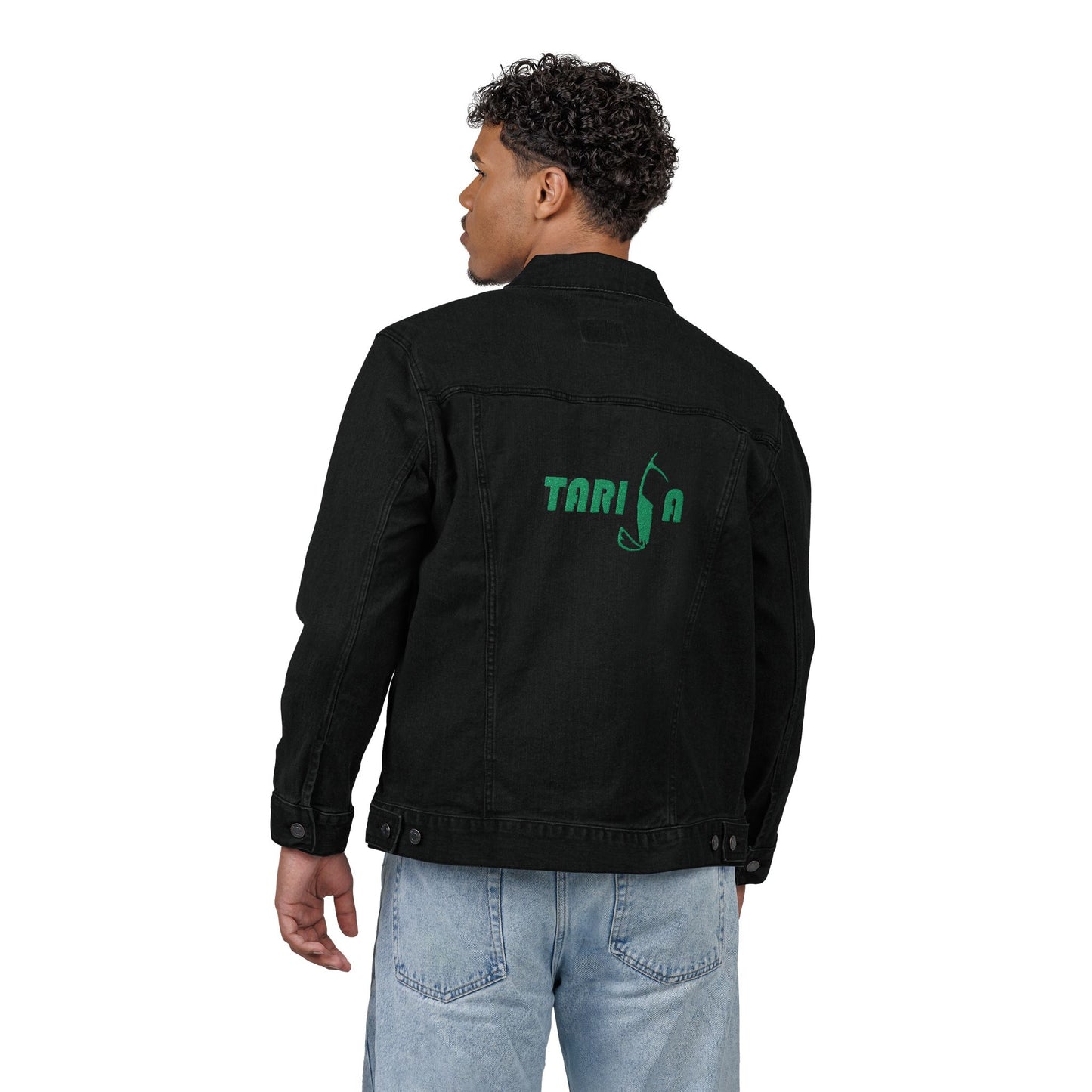 A+ Embroidered Unisex Denim Jacket | Tarifa Surf Theme, Casual Outerwear, Surfer Wardrobe Essential