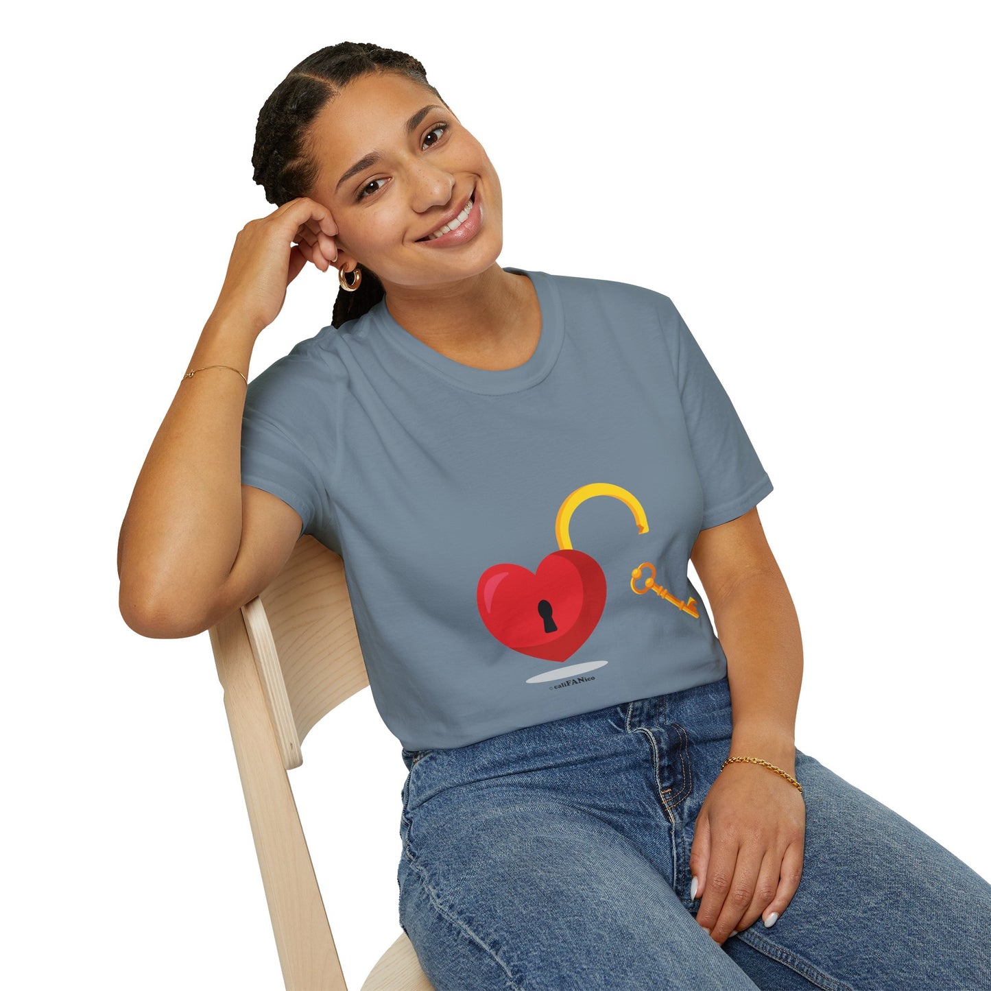 Open Heart Unlocked Heart Unisex Softstyle T-Shirt | Valentine’s Everyday Gift, Couple Matching Tee, Cute Relationship Shirt, Love Theme Apparel