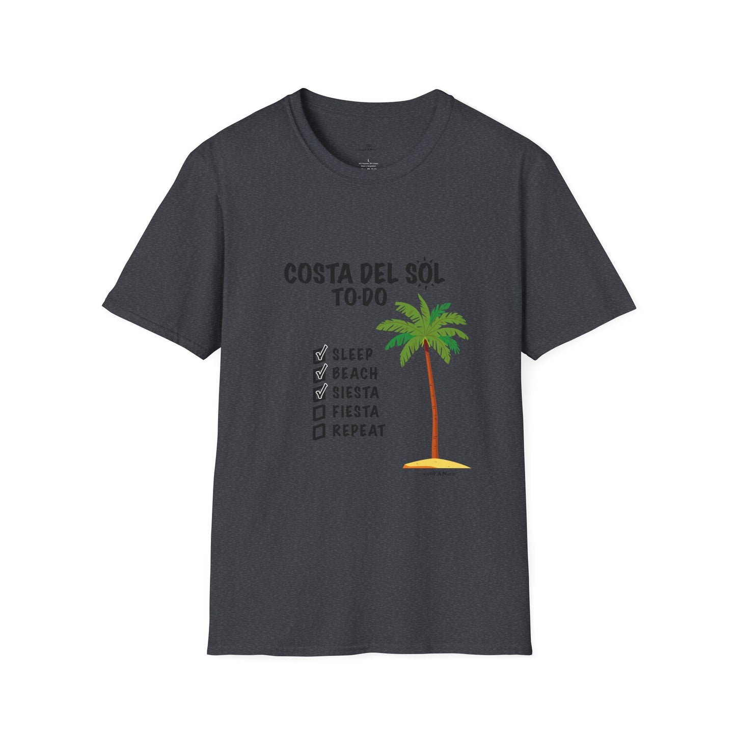 Beach Vibes Shirt, Beach Lovers T-Shirt, Vacation Tee, Summer Wear, Gift for Beach Lovers. Costa del Sol To-Do T-Shirt, Unisex T-Shirt, Soft Style T-Shirt
