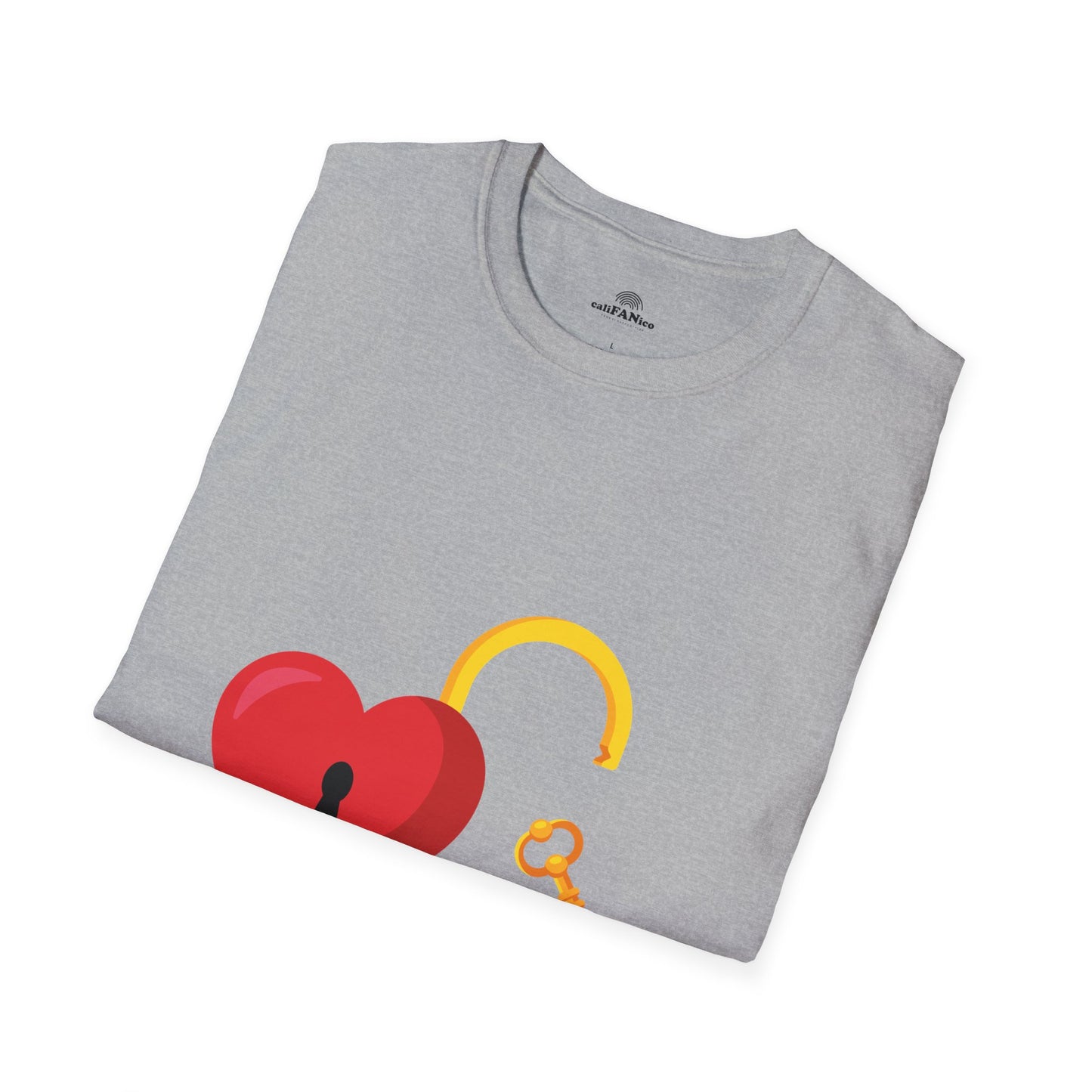 Open Heart Unlocked Heart Unisex Softstyle T-Shirt | Valentine’s Everyday Gift, Couple Matching Tee, Cute Relationship Shirt, Love Theme Apparel