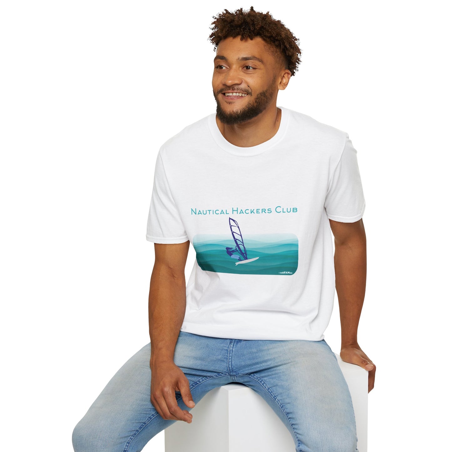 A Nautical Hackers Club T-Shirt, Adventure Tee, Wind Surfing Enthusiast Gift, Beachwear, Summer Casual Top, Oceanside Vibes