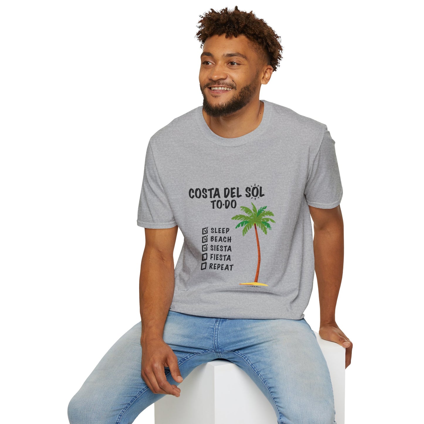 Beach Vibes Shirt, Beach Lovers T-Shirt, Vacation Tee, Summer Wear, Gift for Beach Lovers. Costa del Sol To-Do T-Shirt, Unisex T-Shirt, Soft Style T-Shirt