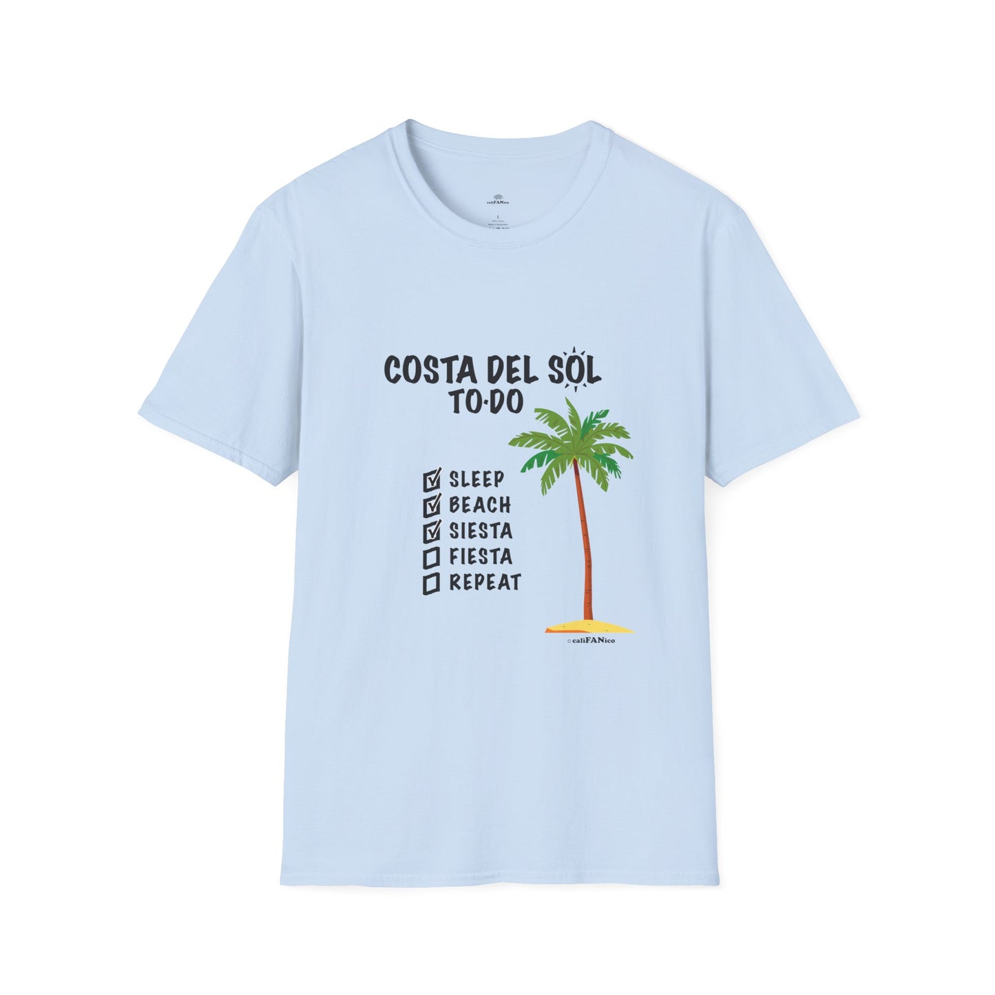 Beach Vibes Shirt, Beach Lovers T-Shirt, Vacation Tee, Summer Wear, Gift for Beach Lovers. Costa del Sol To-Do T-Shirt, Unisex T-Shirt, Soft Style T-Shirt