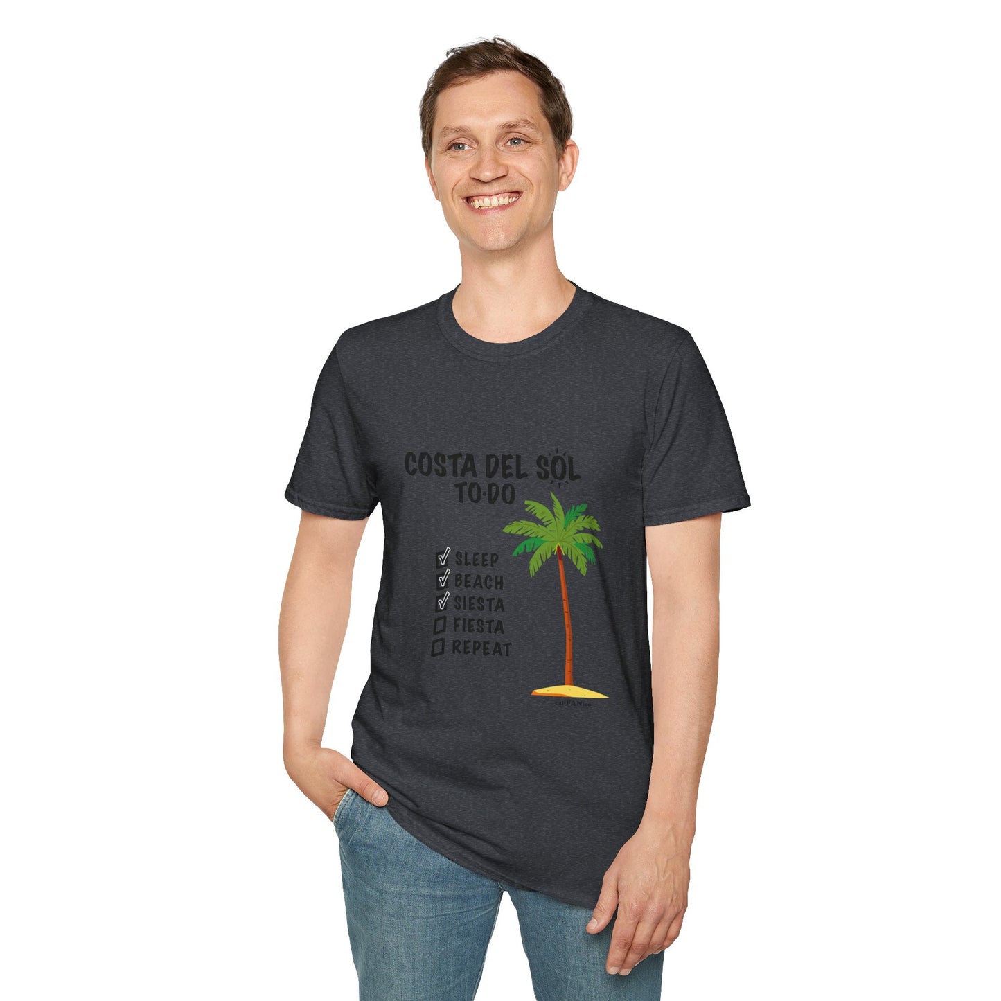 Beach Vibes Shirt, Beach Lovers T-Shirt, Vacation Tee, Summer Wear, Gift for Beach Lovers. Costa del Sol To-Do T-Shirt, Unisex T-Shirt, Soft Style T-Shirt