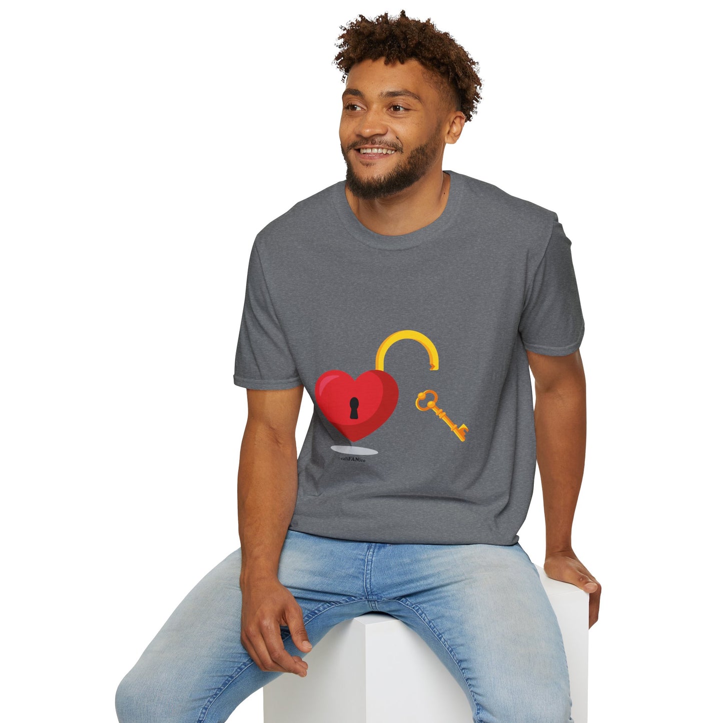 Open Heart Unlocked Heart Unisex Softstyle T-Shirt | Valentine’s Everyday Gift, Couple Matching Tee, Cute Relationship Shirt, Love Theme Apparel