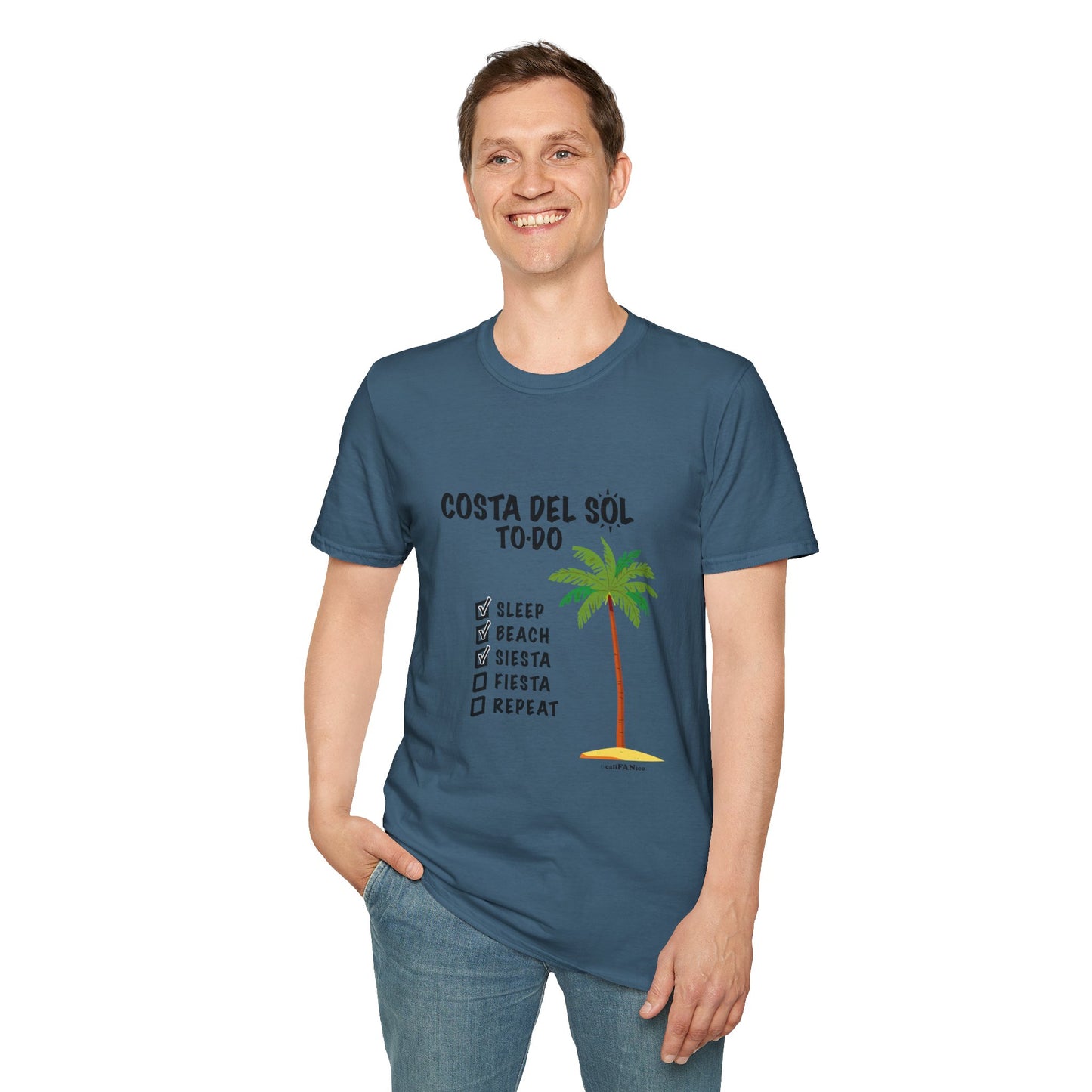 Beach Vibes Shirt, Beach Lovers T-Shirt, Vacation Tee, Summer Wear, Gift for Beach Lovers. Costa del Sol To-Do T-Shirt, Unisex T-Shirt, Soft Style T-Shirt