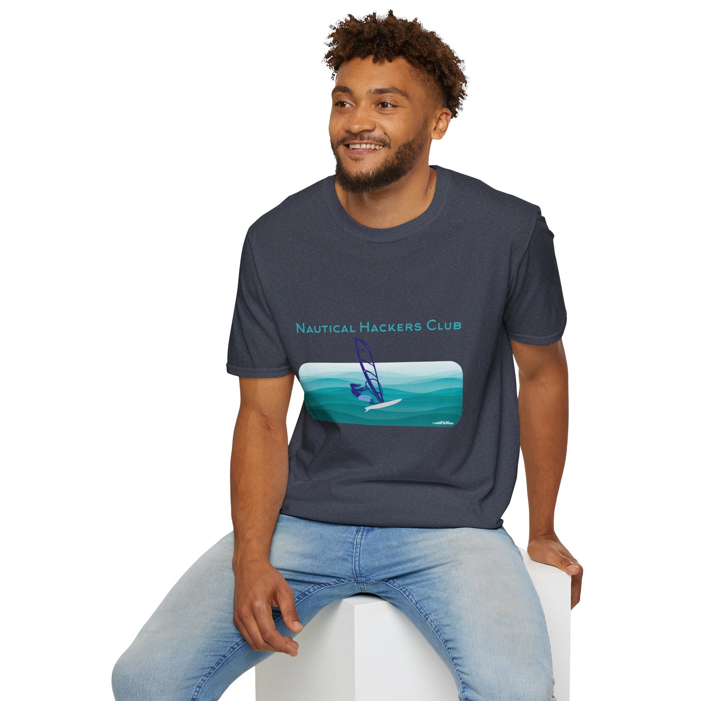 A Nautical Hackers Club T-Shirt, Adventure Tee, Wind Surfing Enthusiast Gift, Beachwear, Summer Casual Top, Oceanside Vibes