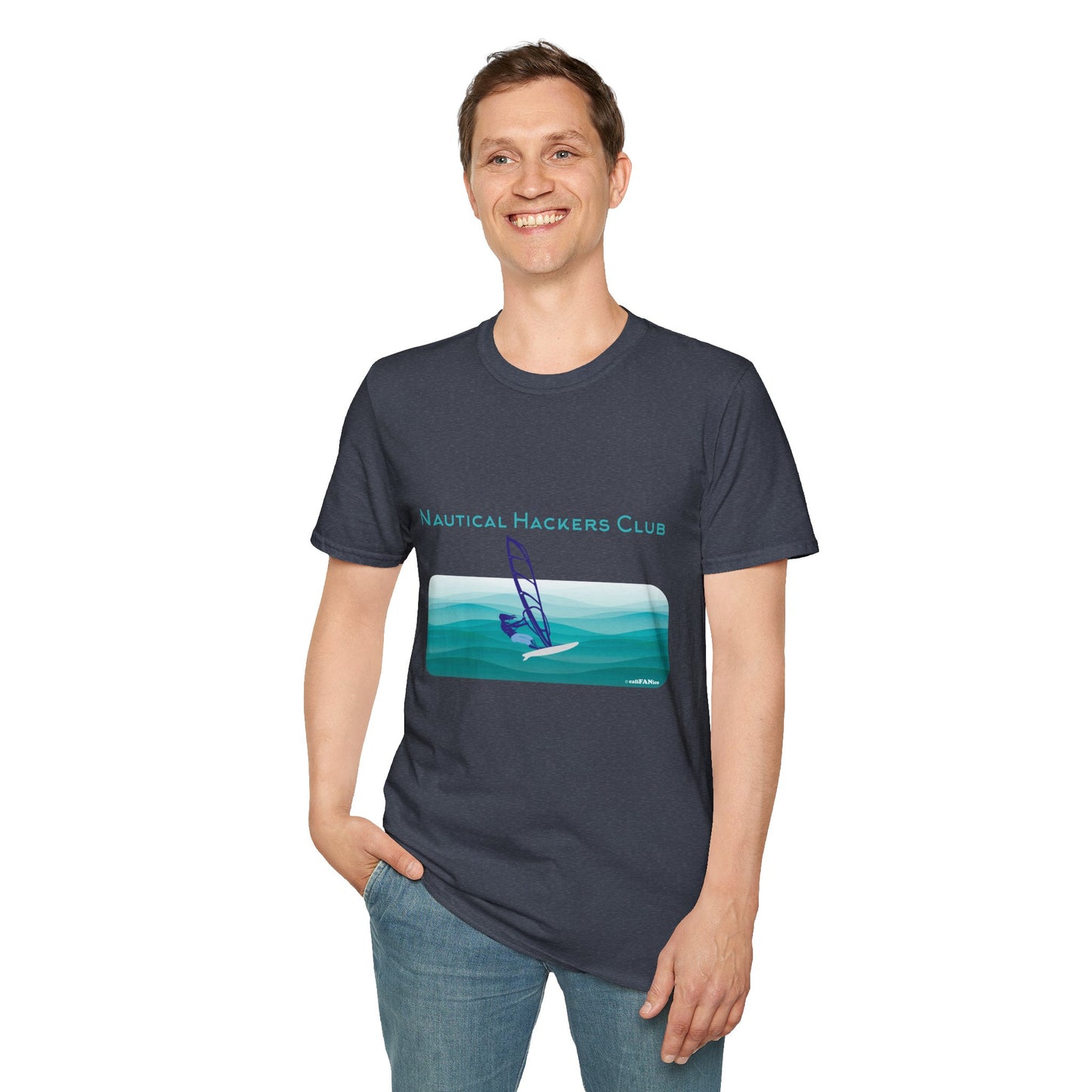 A Nautical Hackers Club T-Shirt, Adventure Tee, Wind Surfing Enthusiast Gift, Beachwear, Summer Casual Top, Oceanside Vibes