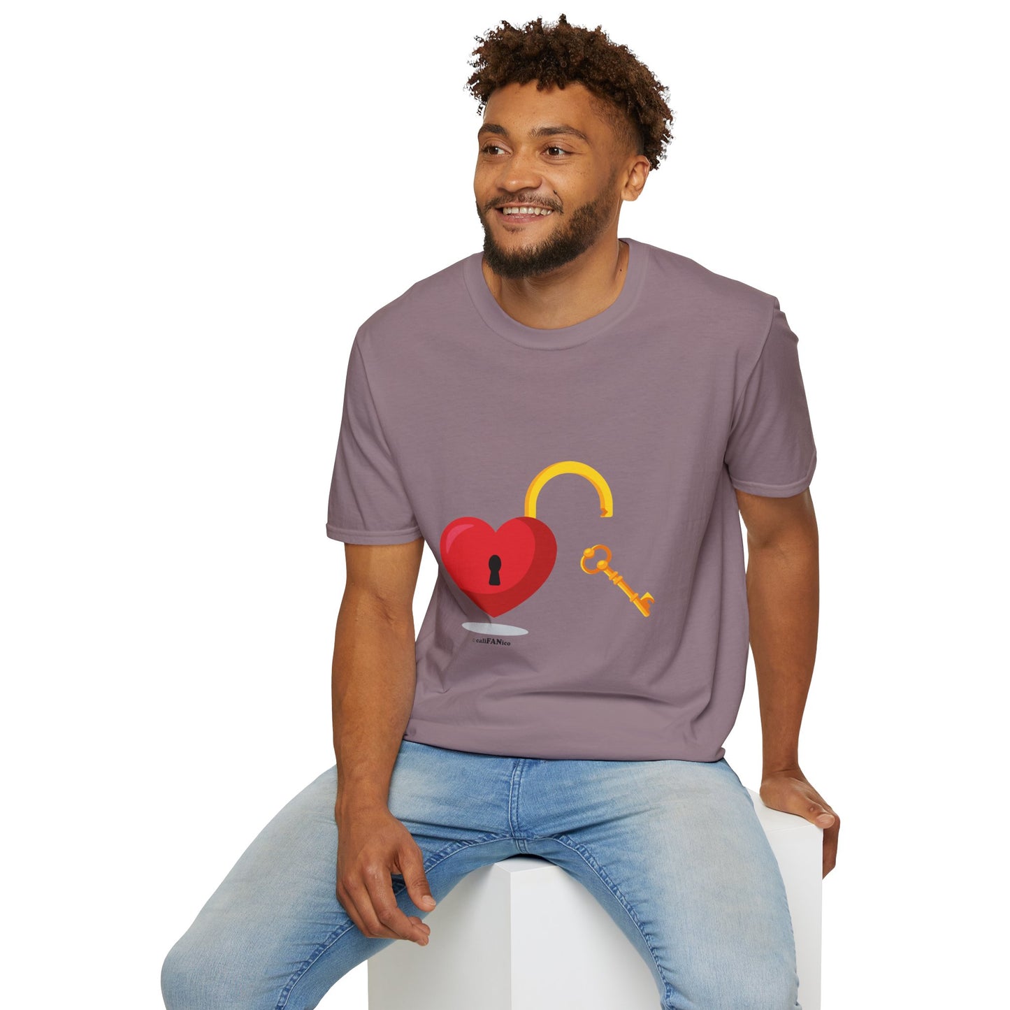 Open Heart Unlocked Heart Unisex Softstyle T-Shirt | Valentine’s Everyday Gift, Couple Matching Tee, Cute Relationship Shirt, Love Theme Apparel