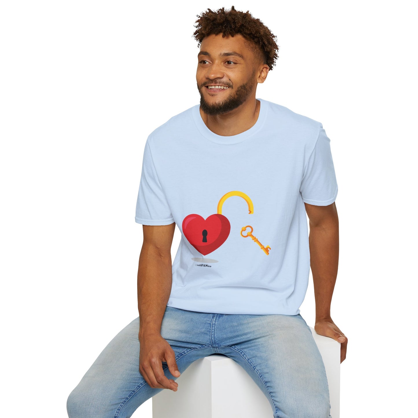 Open Heart Unlocked Heart Unisex Softstyle T-Shirt | Valentine’s Everyday Gift, Couple Matching Tee, Cute Relationship Shirt, Love Theme Apparel