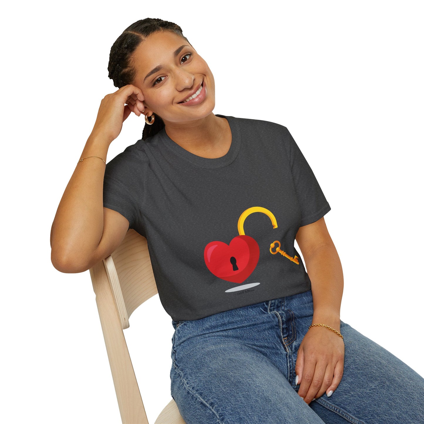 Open Heart Unlocked Heart Unisex Softstyle T-Shirt | Valentine’s Everyday Gift, Couple Matching Tee, Cute Relationship Shirt, Love Theme Apparel