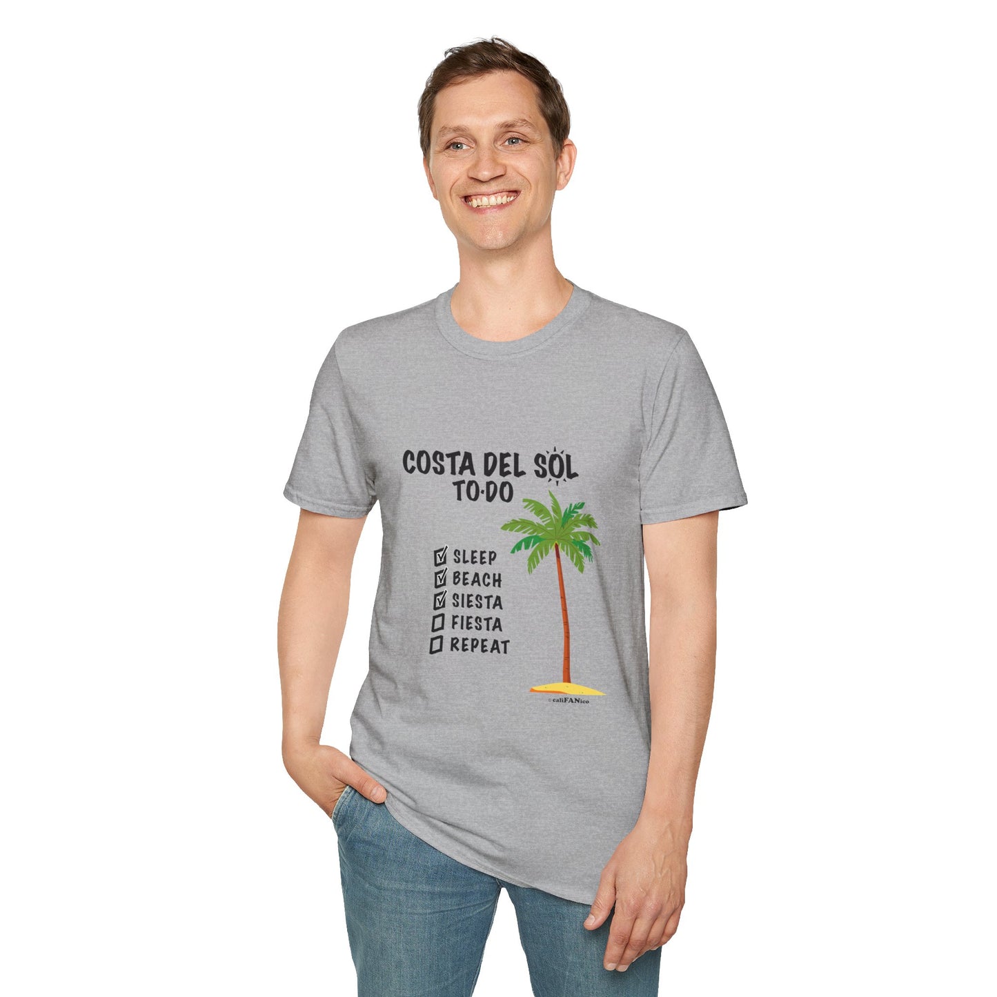 Beach Vibes Shirt, Beach Lovers T-Shirt, Vacation Tee, Summer Wear, Gift for Beach Lovers. Costa del Sol To-Do T-Shirt, Unisex T-Shirt, Soft Style T-Shirt