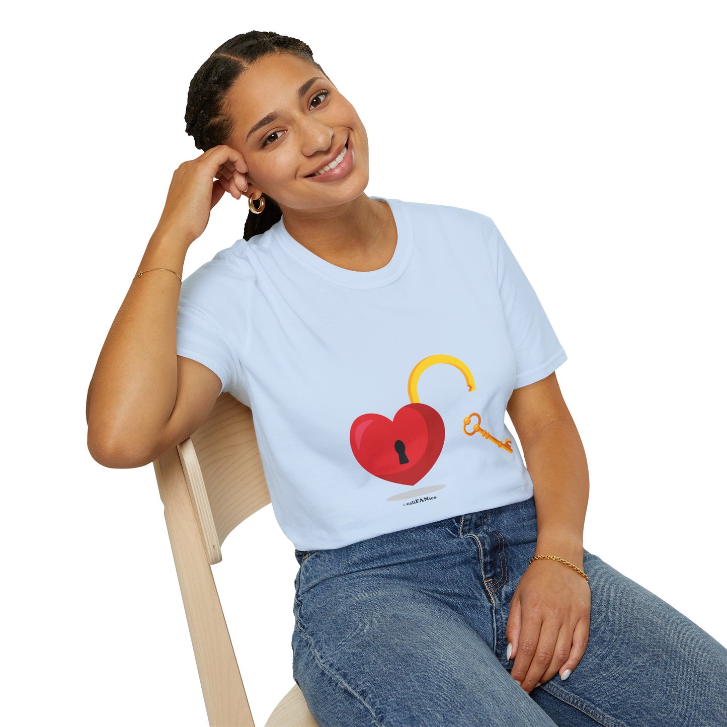 Open Heart Unlocked Heart Unisex Softstyle T-Shirt | Valentine’s Everyday Gift, Couple Matching Tee, Cute Relationship Shirt, Love Theme Apparel