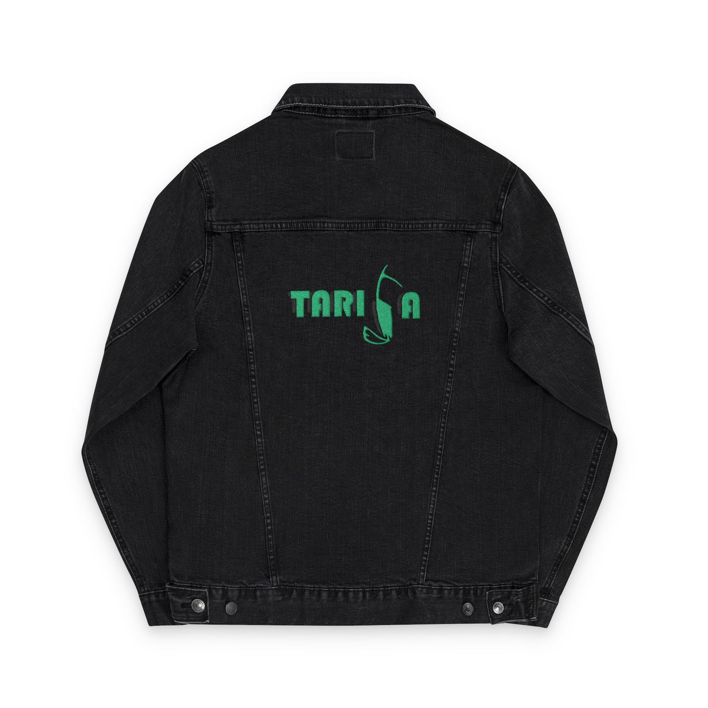 A+ Embroidered Unisex Denim Jacket | Tarifa Surf Theme, Casual Outerwear, Surfer Wardrobe Essential