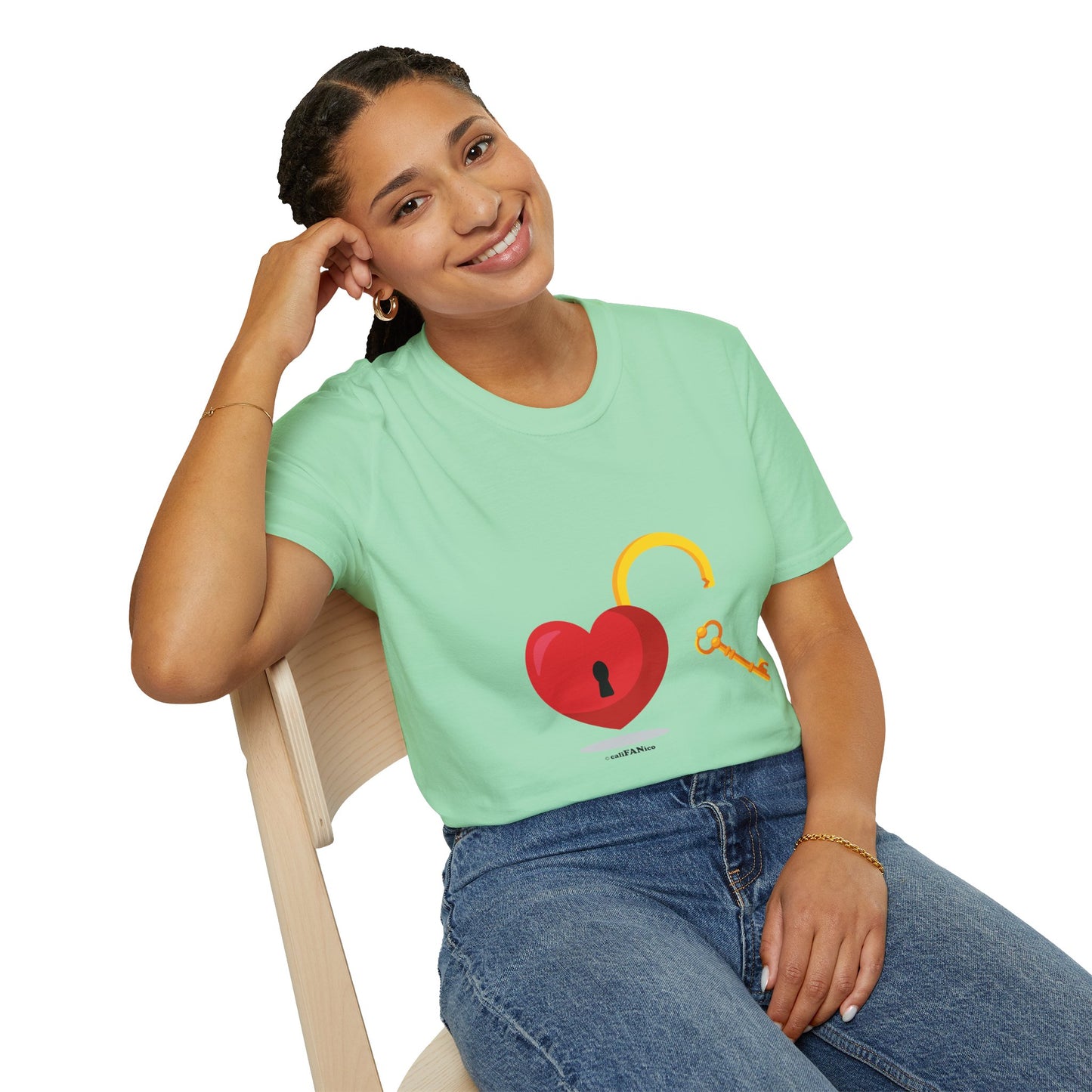 Open Heart Unlocked Heart Unisex Softstyle T-Shirt | Valentine’s Everyday Gift, Couple Matching Tee, Cute Relationship Shirt, Love Theme Apparel