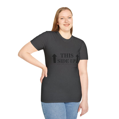 Funny 'THIS SIDE UP' t-shirt - Perfect Gift for Fun Occasions, Casual Wear, Gifting, Unisex Clothing, Vibrant Colors