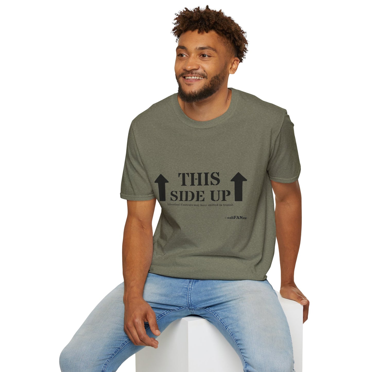 Funny 'THIS SIDE UP' t-shirt - Perfect Gift for Fun Occasions, Casual Wear, Gifting, Unisex Clothing, Vibrant Colors