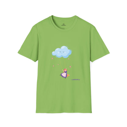 Whimsical Cloud Graphic Tee for Girls 6-12 (XS-S-M), Soft Cotton Shirt, Casual Everyday Wear, Ideal for Gifting, Fun and Playful Design