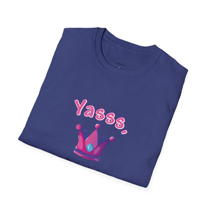 Yasss, Queen! Softstyle T-Shirt, Trendy Graphic Tee, Pride Apparel, Casual Wear, Gift for Them, Fun Festival T