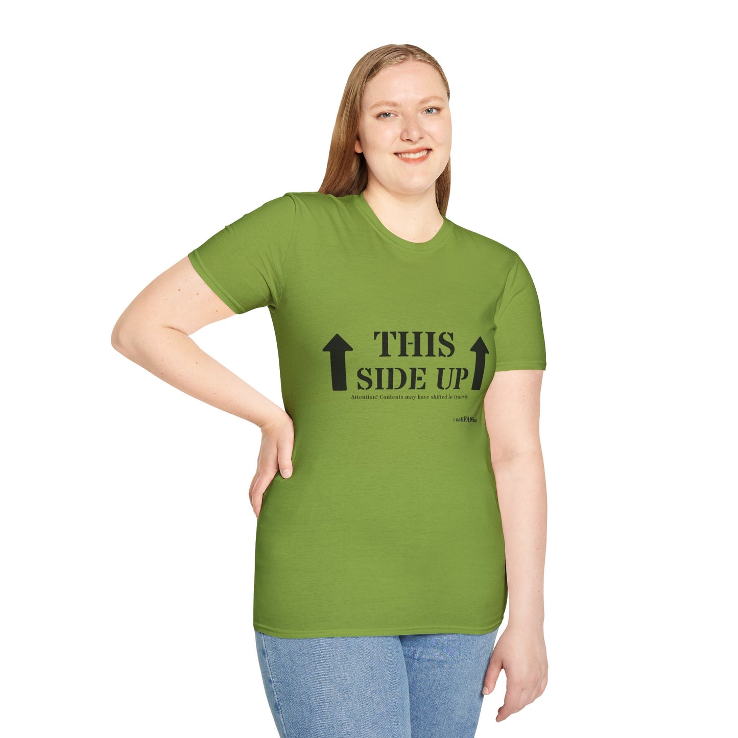 Funny 'THIS SIDE UP' t-shirt - Perfect Gift for Fun Occasions, Casual Wear, Gifting, Unisex Clothing, Vibrant Colors