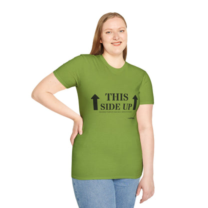 Funny 'THIS SIDE UP' t-shirt - Perfect Gift for Fun Occasions, Casual Wear, Gifting, Unisex Clothing, Vibrant Colors