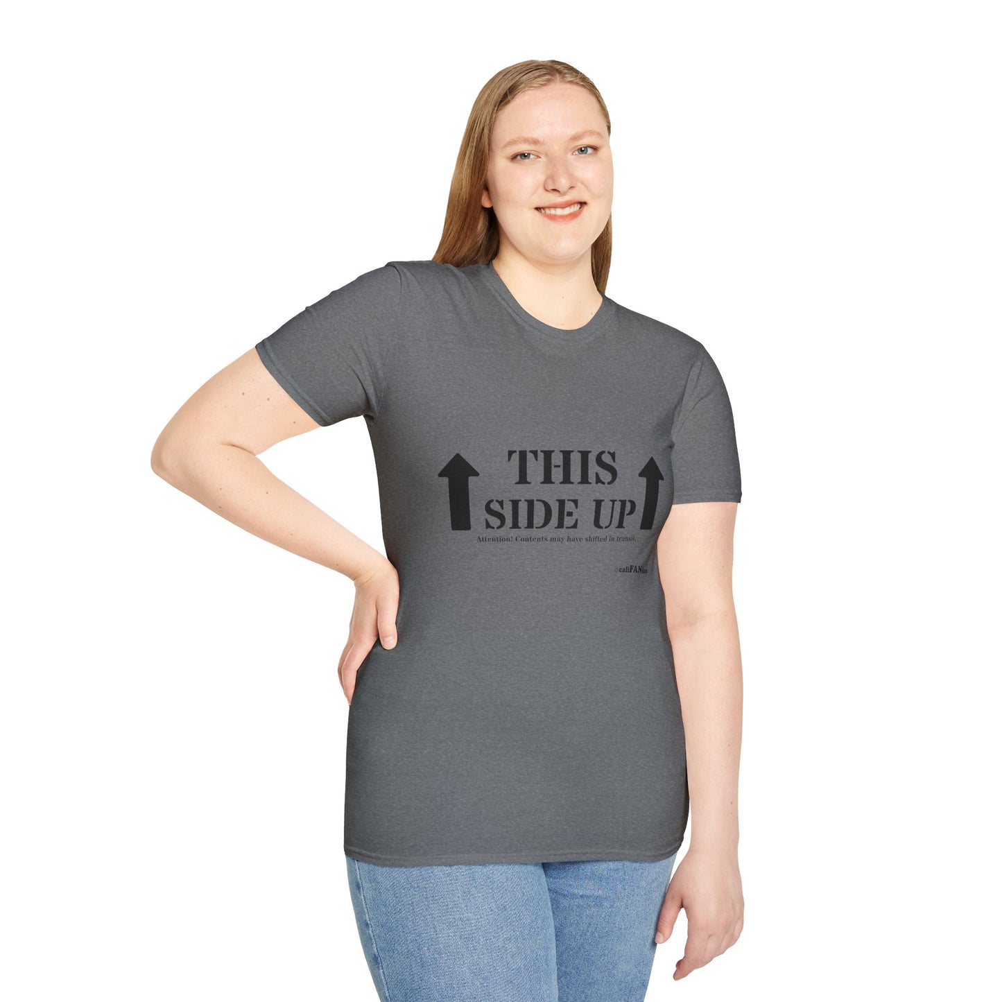 Funny 'THIS SIDE UP' t-shirt - Perfect Gift for Fun Occasions, Casual Wear, Gifting, Unisex Clothing, Vibrant Colors