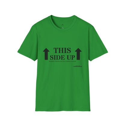 Funny 'THIS SIDE UP' t-shirt - Perfect Gift for Fun Occasions, Casual Wear, Gifting, Unisex Clothing, Vibrant Colors