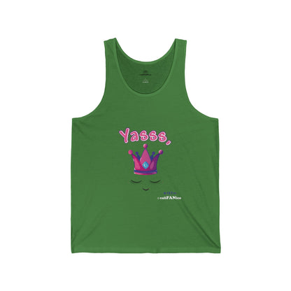Yasss, Queen! Unisex Jersey Tank Top - Trendy Summer Activewear, Pride Apparel, Gift for Friends, Comfortable Party and Festival Top