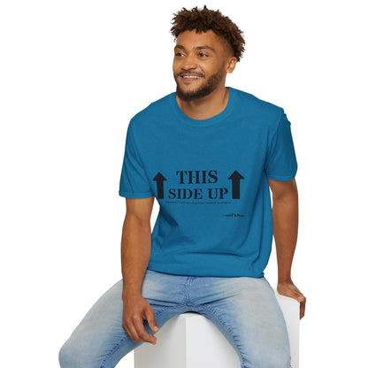 Funny 'THIS SIDE UP' t-shirt - Perfect Gift for Fun Occasions, Casual Wear, Gifting, Unisex Clothing, Vibrant Colors